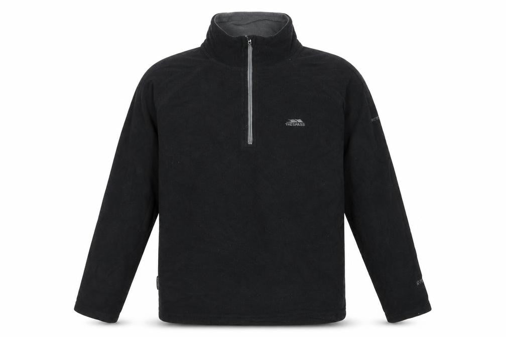 Front view of Trespass Men's Black Fleece 1/2 Zip Sweatshirt M