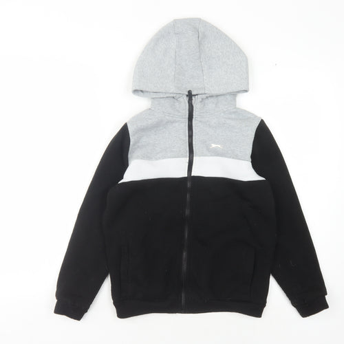 Slazenger Boys Full Zip Hoodie Black Grey 11-12 Years