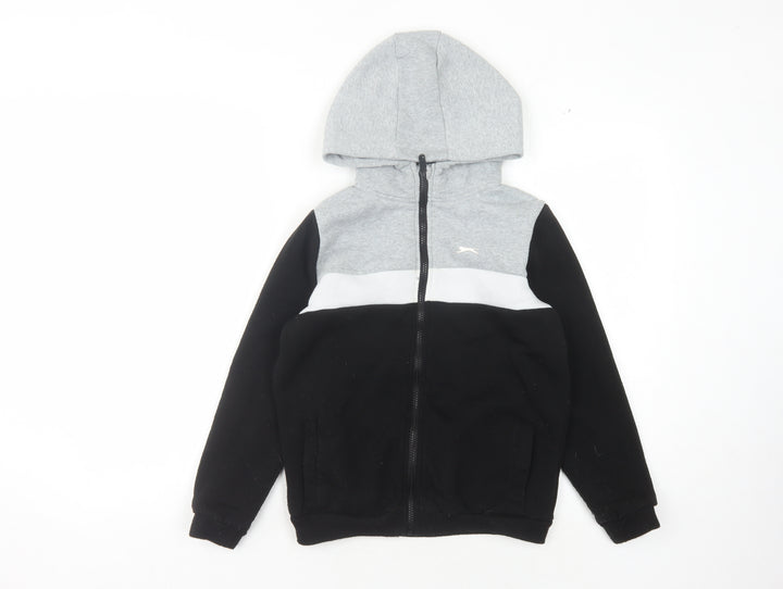 Slazenger Boys Full Zip Hoodie Black Grey 11-12 Years