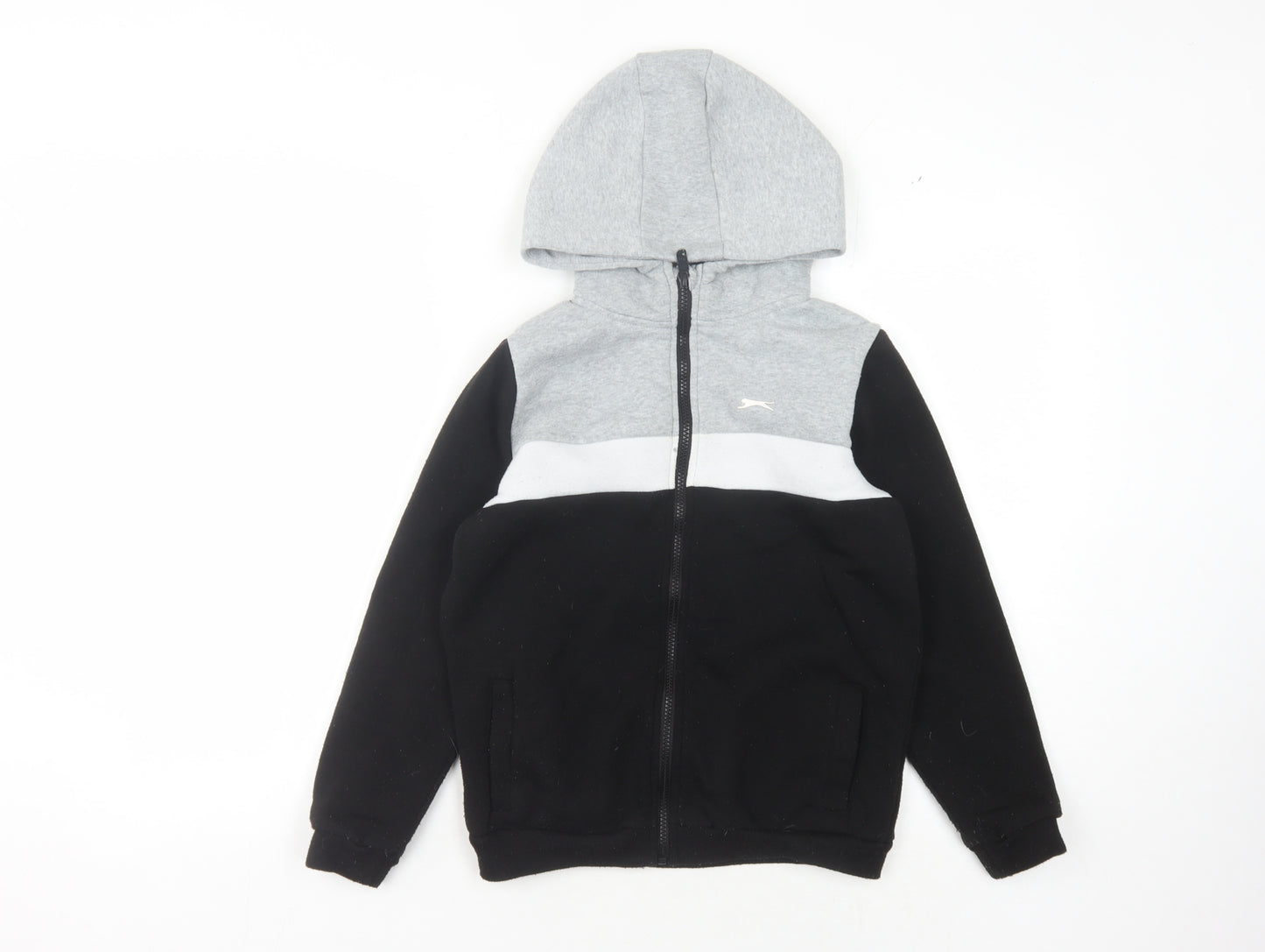 Slazenger Boys Full Zip Hoodie Black Grey 11-12 Years