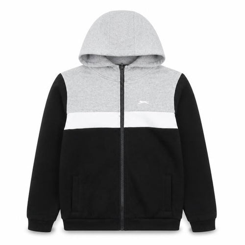 Slazenger Boys Full Zip Hoodie Black Grey 11-12 Years