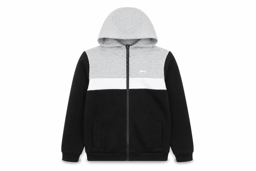 Slazenger Boys Full Zip Hoodie Black Grey 11-12 Years