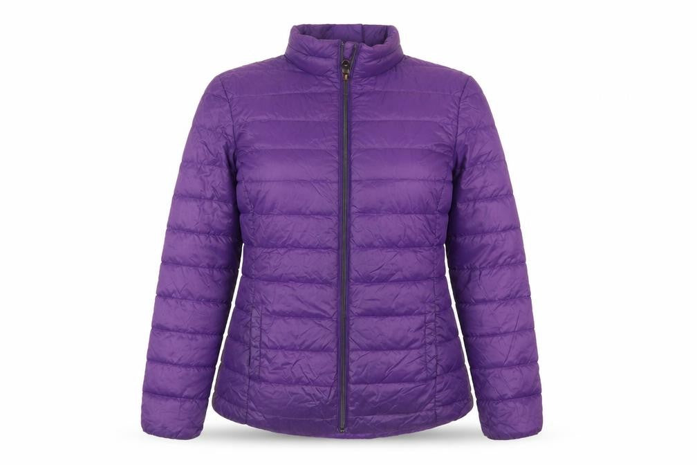 Front view of Marks & Spencer Women's Purple Puffer Jacket, size 10