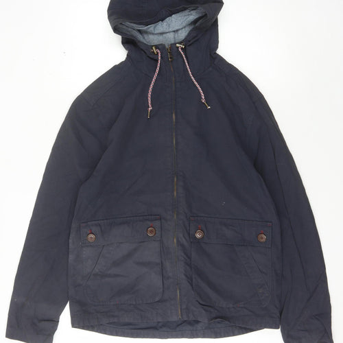 White Stuff Men's Blue Hooded Jacket, Size Large