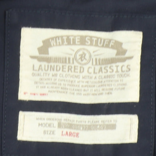 White Stuff Men's Blue Hooded Jacket, Size Large
