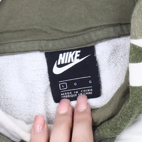 Nike Men's Green Camouflage Hoodie L Pullover