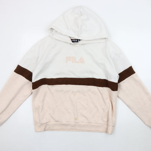 Fila Unisex Adults White L Colourblock Logo Hoodie