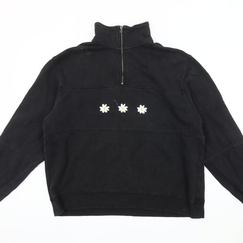 United Tribes of Ghanda Women's Black Henley Sweatshirt Size 10