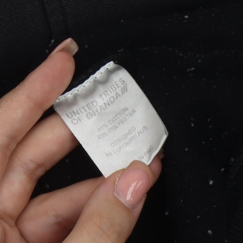 United Tribes of Ghanda Women's Black Henley Sweatshirt Size 10