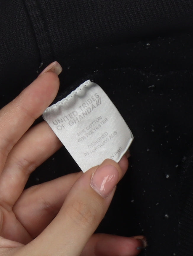 United Tribes of Ghanda Women's Black Henley Sweatshirt Size 10