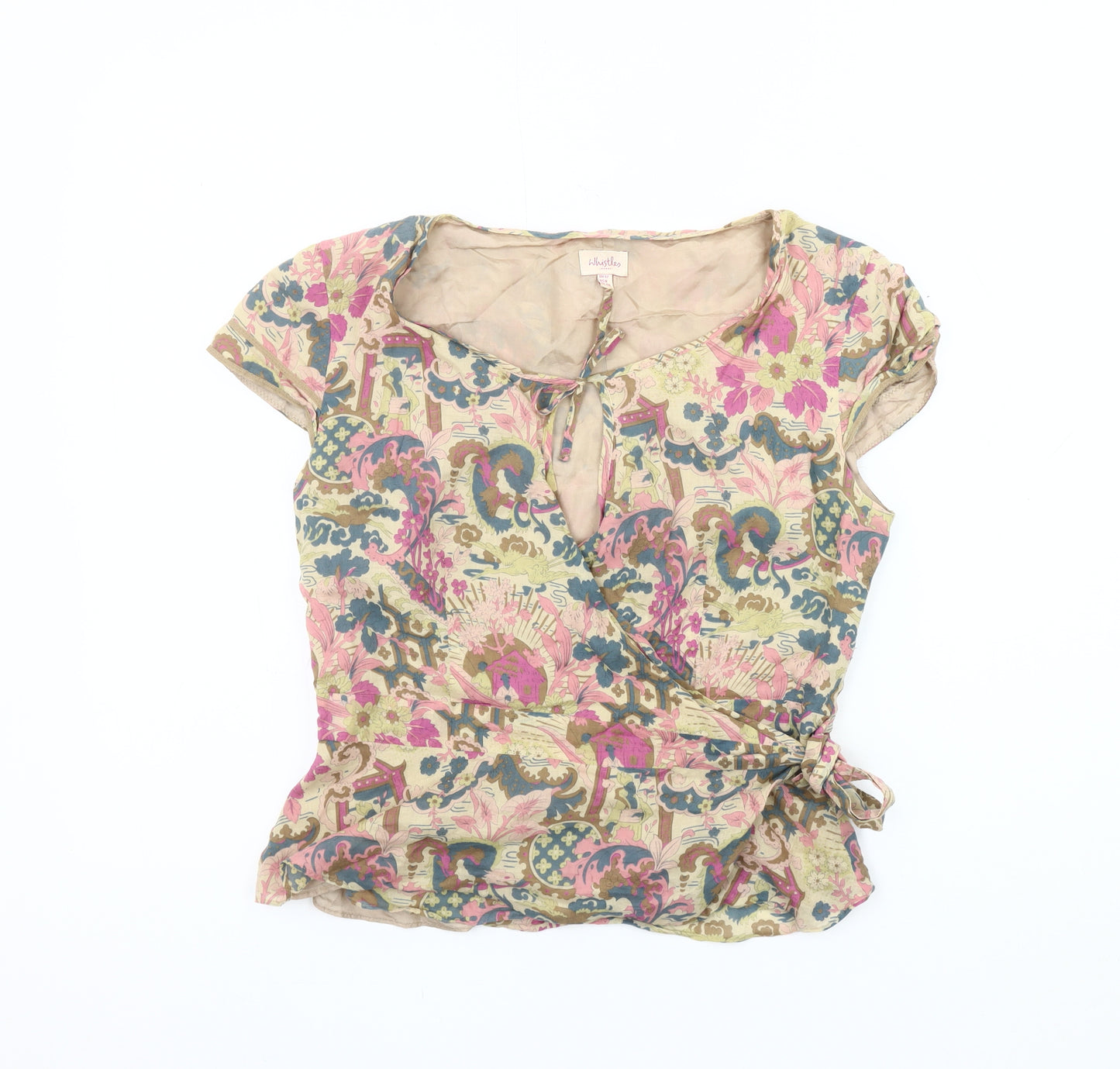 Whistles Women's Multicoloured Floral Wrap Blouse Size 12