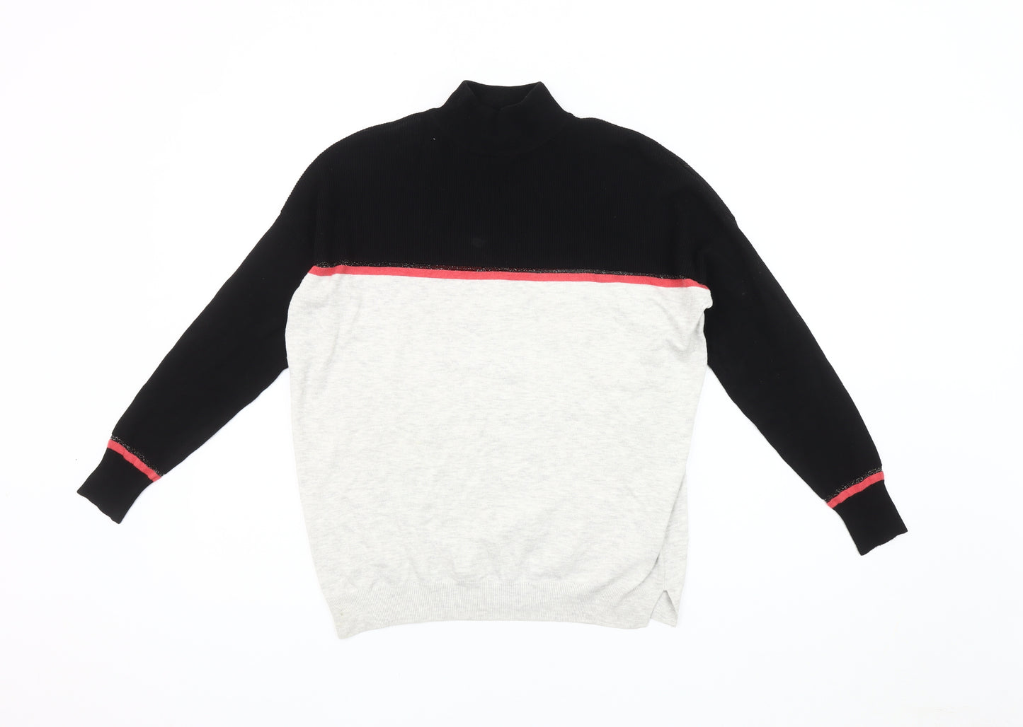 Oliver Bonas Women's Black and Grey High Neck Jumper