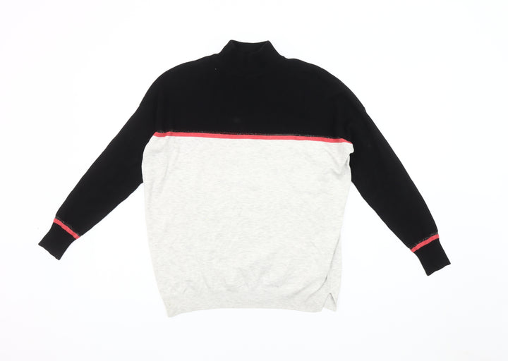 Oliver Bonas Women's Black and Grey High Neck Jumper