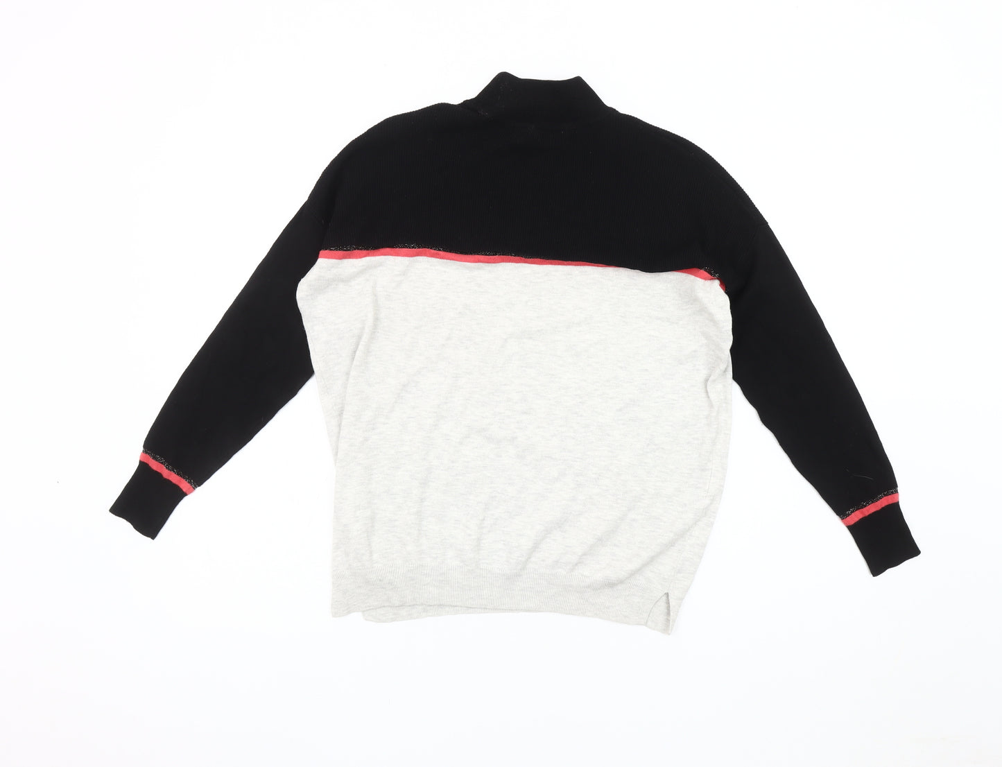Oliver Bonas Women's Black and Grey High Neck Jumper