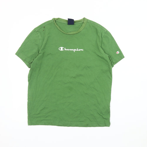 Champion Men's Green Crew Neck T-Shirt - Size S
