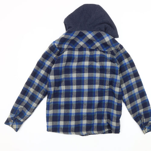 Weird Fish Boys Blue Plaid Hooded Shirt Jacket 13 Years