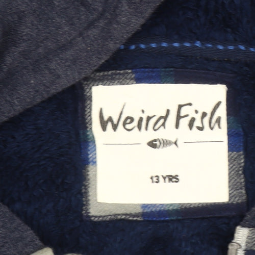 Weird Fish Boys Blue Plaid Hooded Shirt Jacket 13 Years