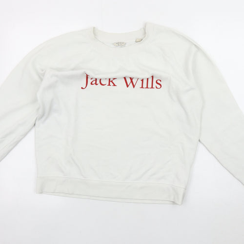 Jack Wills Women's White Logo Pullover Sweatshirt