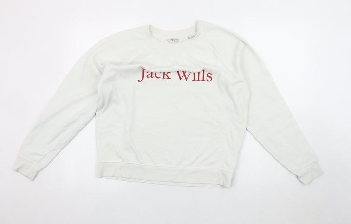 Jack Wills Women's White Logo Pullover Sweatshirt