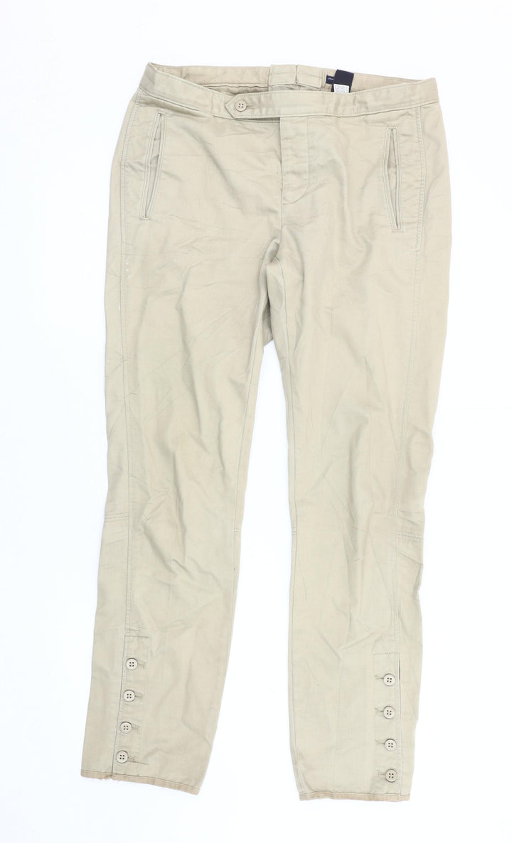 GAP Women's Beige Cotton Straight Trousers Size 12