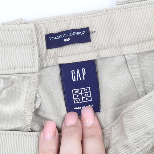 GAP Women's Beige Cotton Straight Trousers Size 12