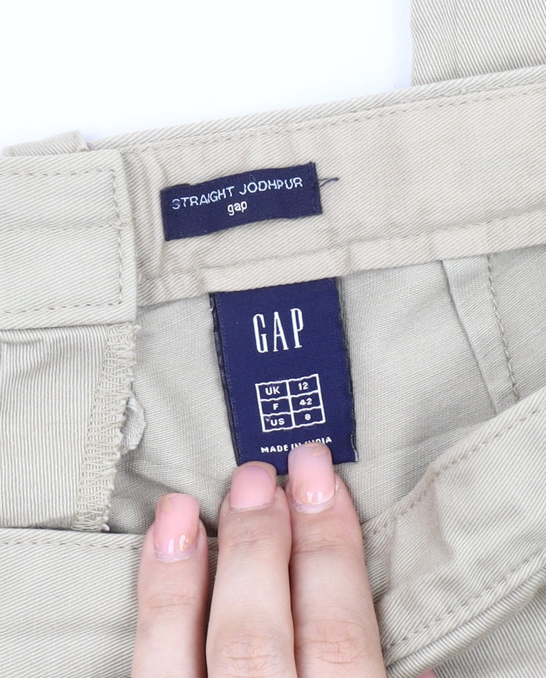 GAP Women's Beige Cotton Straight Trousers Size 12