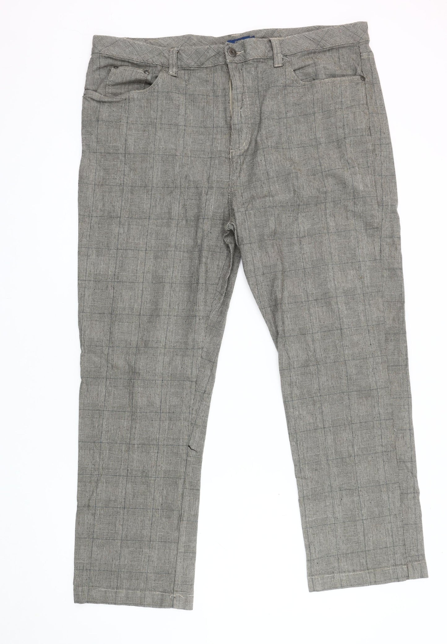 Cotton Traders Men's Grey Check Trousers Size 42