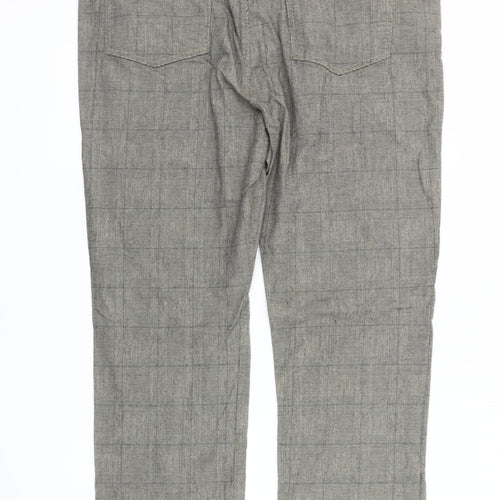 Cotton Traders Men's Grey Check Trousers Size 42