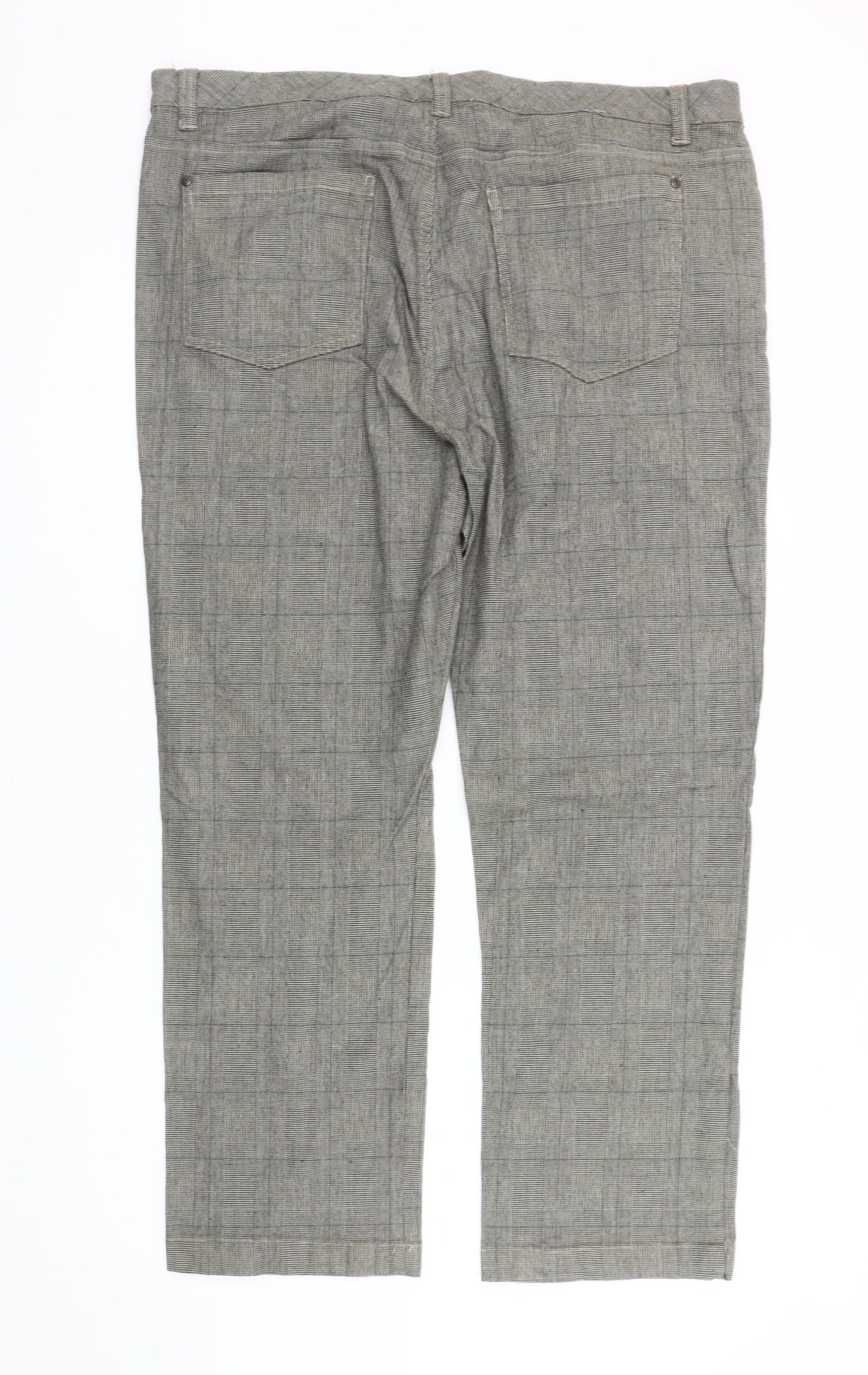 Cotton Traders Men's Grey Check Trousers Size 42
