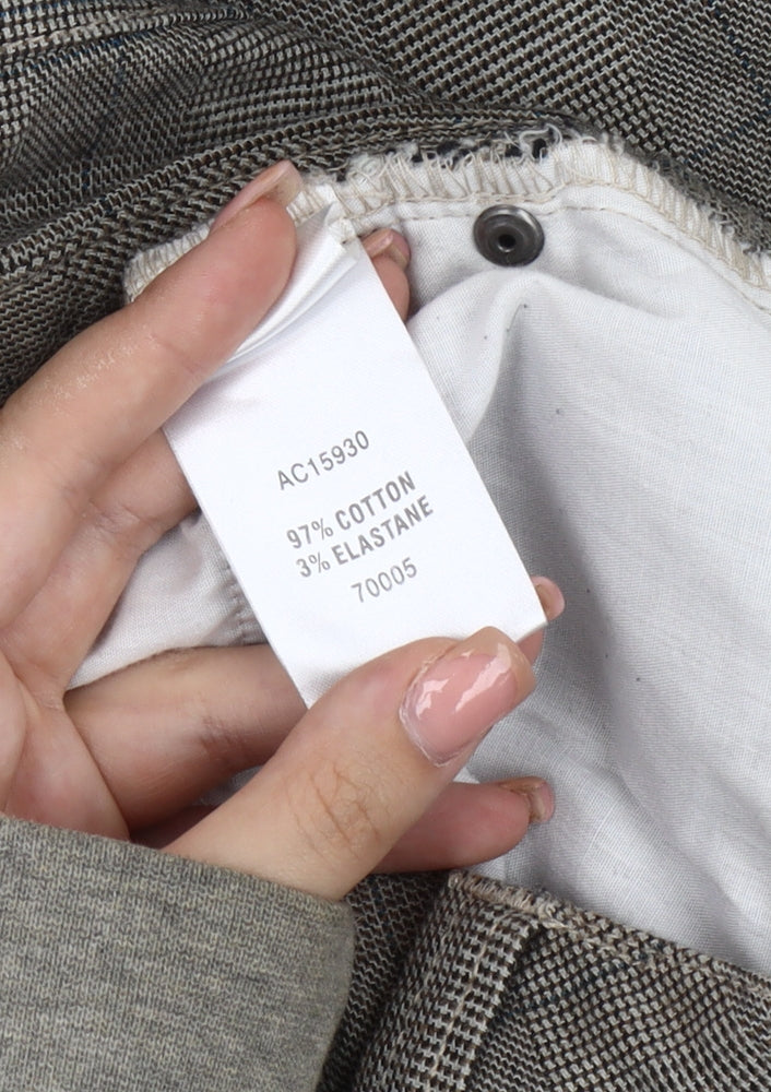 Cotton Traders Men's Grey Check Trousers Size 42