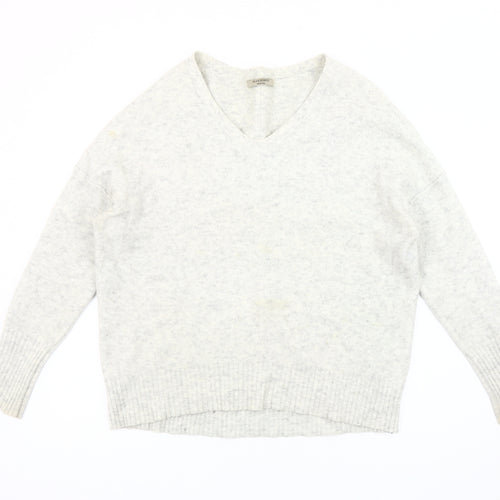 AllSaints Womens Ivory V-Neck Jumper Medium