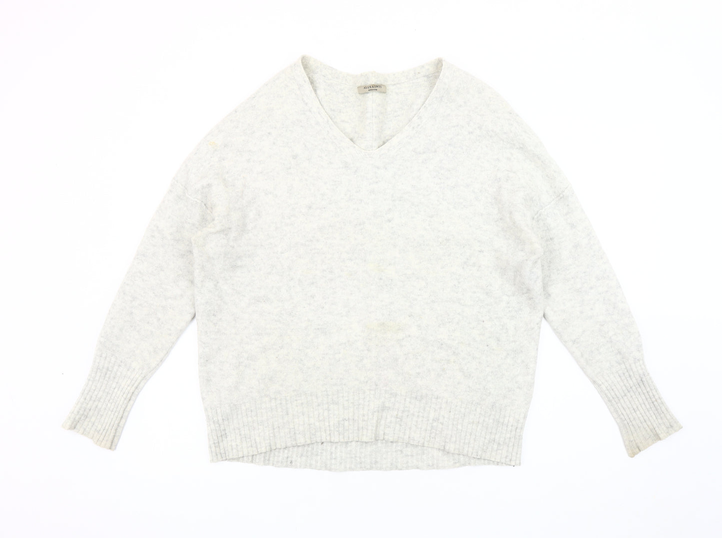 AllSaints Womens Ivory V-Neck Jumper Medium