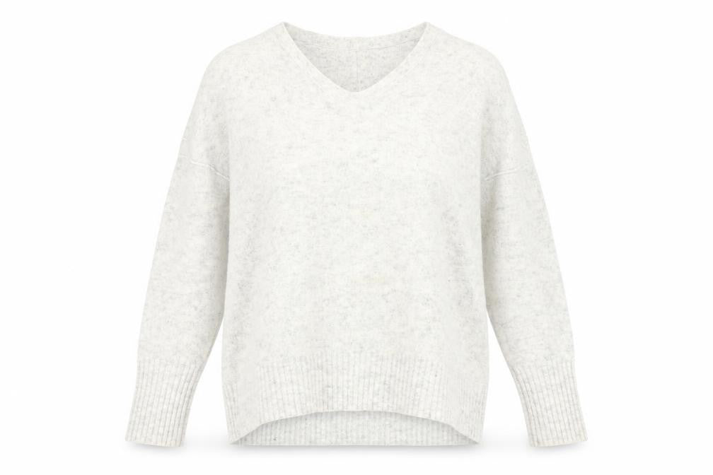 AllSaints Womens Ivory V-Neck Jumper Medium