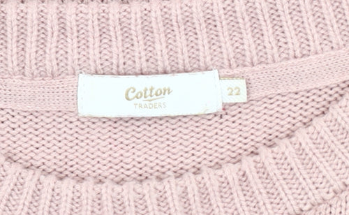 Cotton Traders Women's Pink Pullover Jumper Size 22
