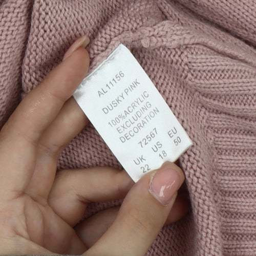 Cotton Traders Women's Pink Pullover Jumper Size 22
