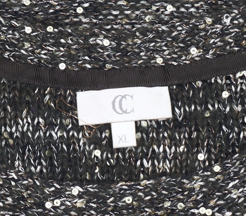 CC Women's Black Sequin Pullover Jumper XL