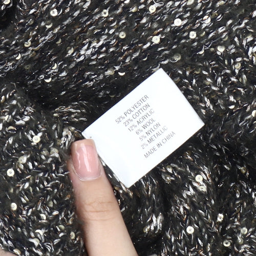 CC Women's Black Sequin Pullover Jumper XL