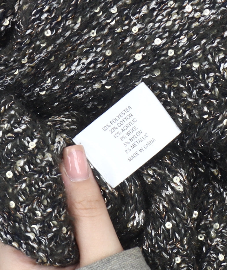 CC Women's Black Sequin Pullover Jumper XL