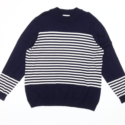 Gallery Women's Blue XL Striped Pullover Jumper