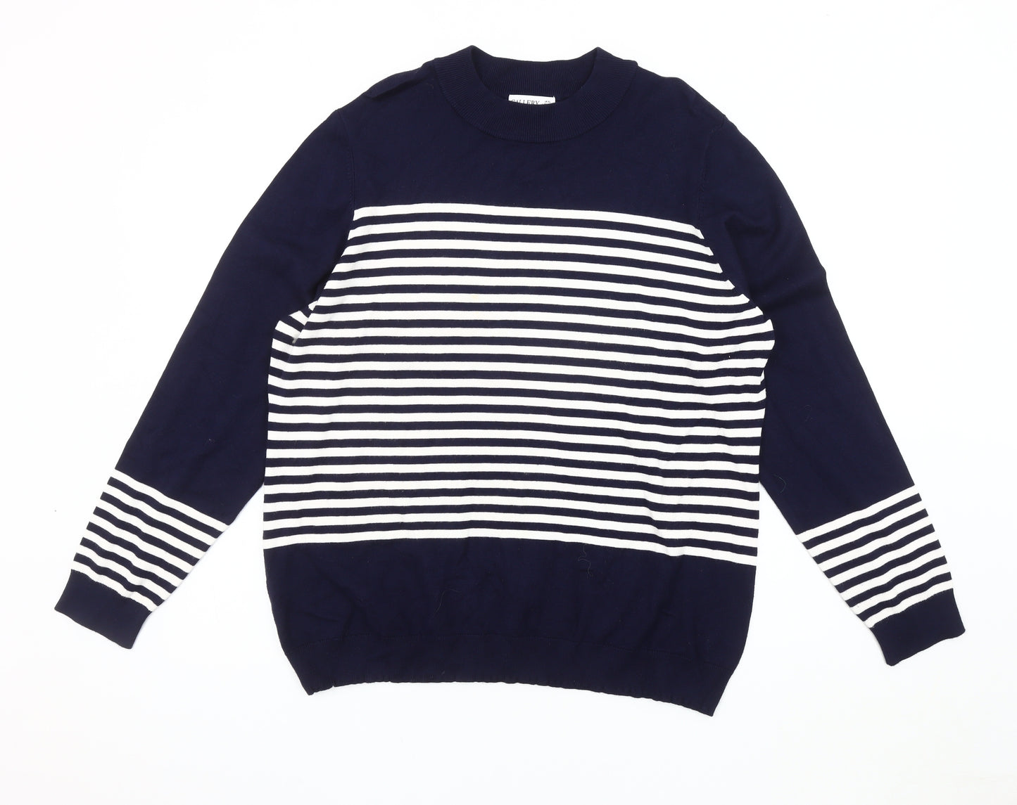 Gallery Women's Blue XL Striped Pullover Jumper