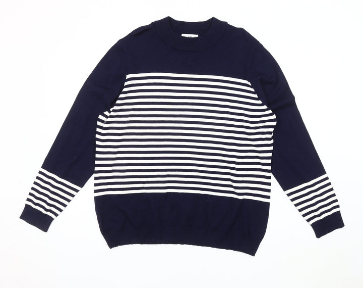 Gallery Women's Blue XL Striped Pullover Jumper