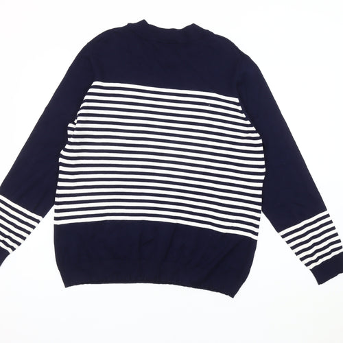 Gallery Women's Blue XL Striped Pullover Jumper