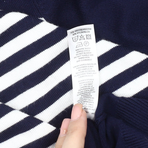 Gallery Women's Blue XL Striped Pullover Jumper