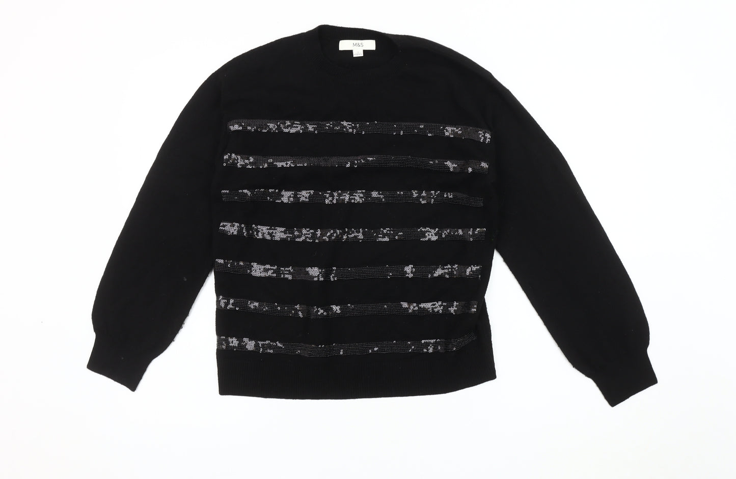 Marks and Spencer Women's Black Sequin Pullover Jumper, Size S
