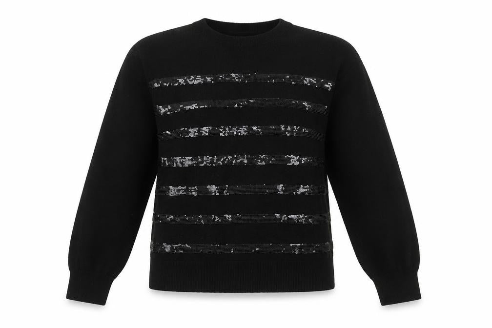 Front view of Marks & Spencer Women's Black Sequin jumper, size S