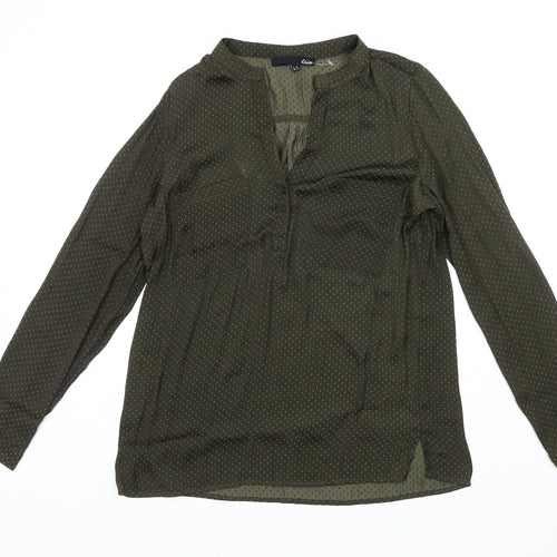 Etam Women's Green Blouse, Size 8, Button V-Neck