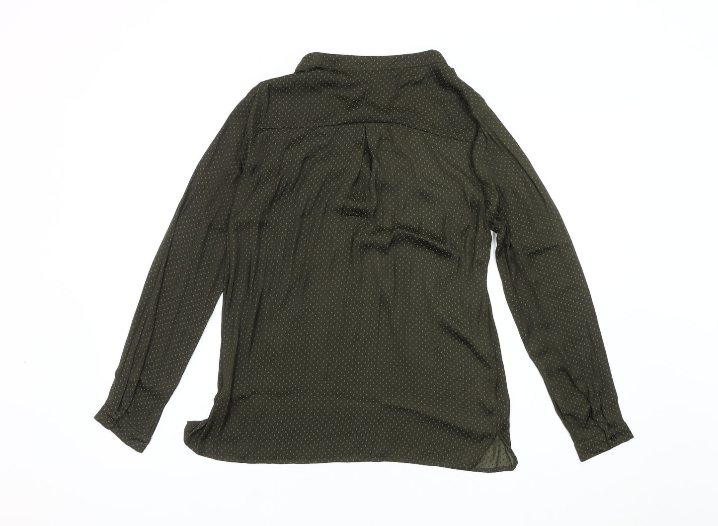 Etam Women's Green Blouse, Size 8, Button V-Neck