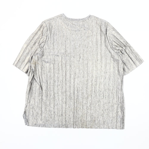 Marks and Spencer Women's Grey Striped T-Shirt Size 16