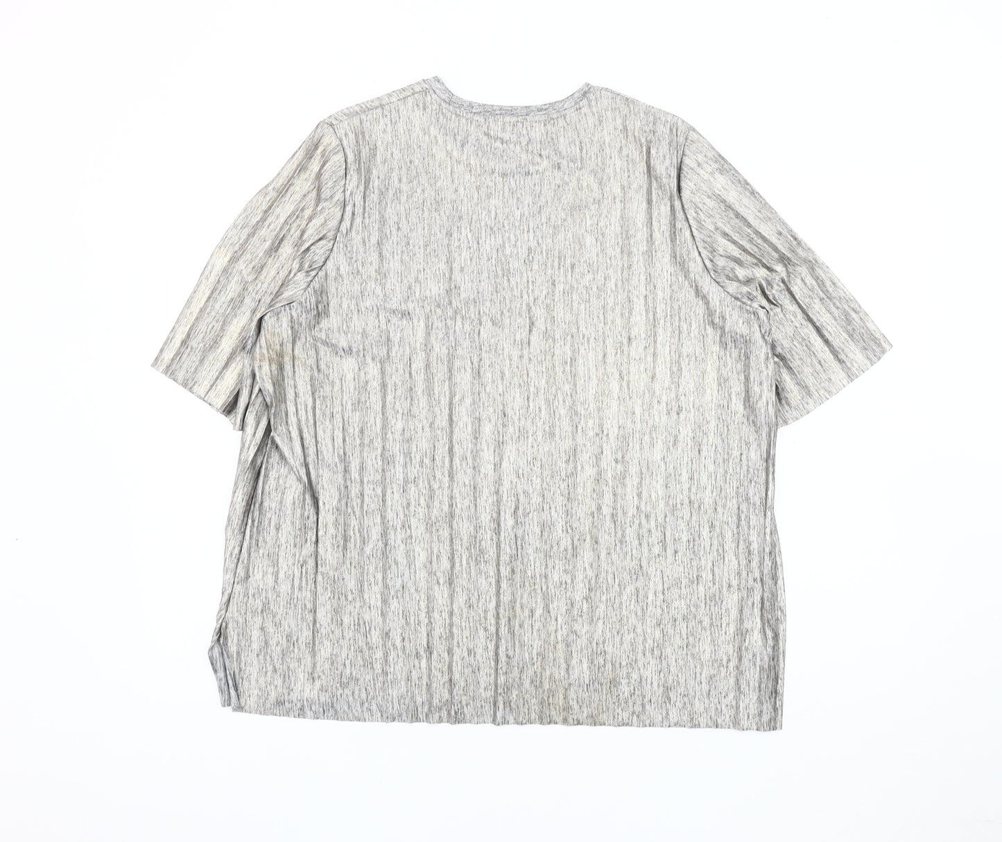 Marks and Spencer Women's Grey Striped T-Shirt Size 16