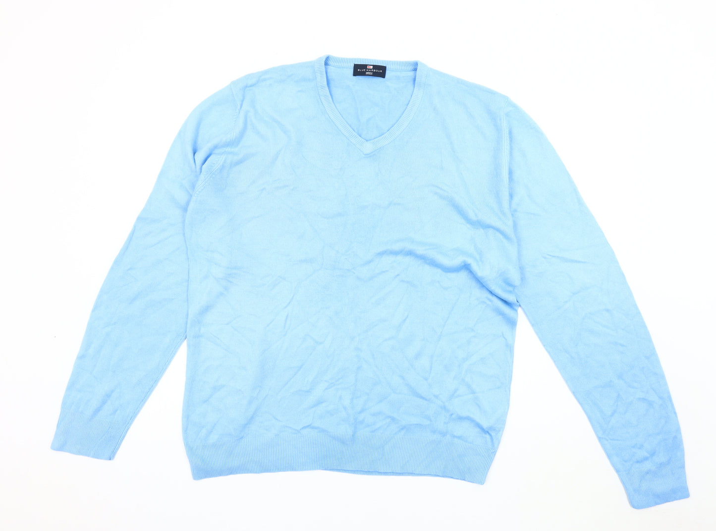 Marks and Spencer Men’s Blue V-Neck Jumper Large